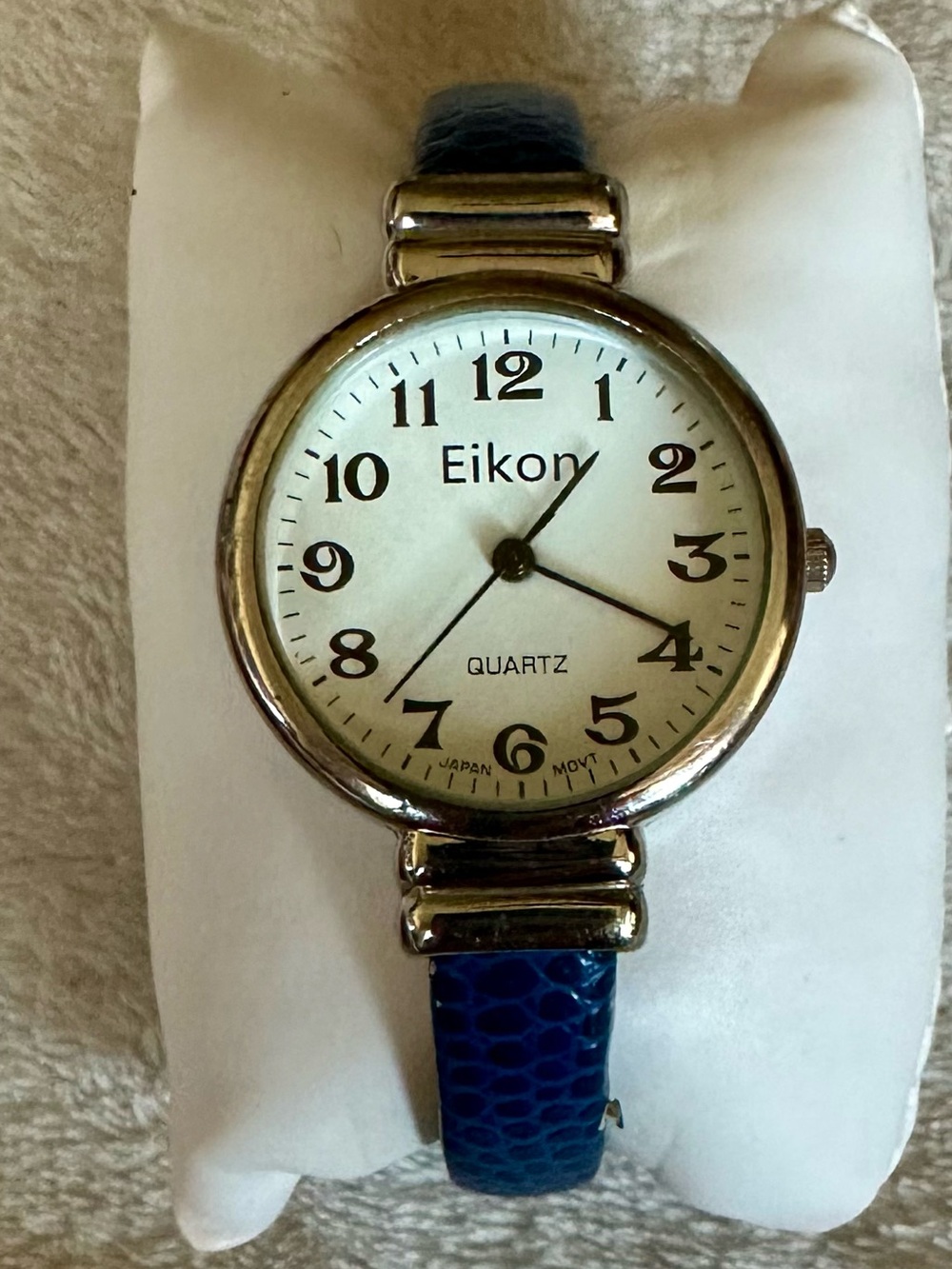 NWOT Eikon Blue Snakeskin Leather Bangle Cuff Watch W/New Battery